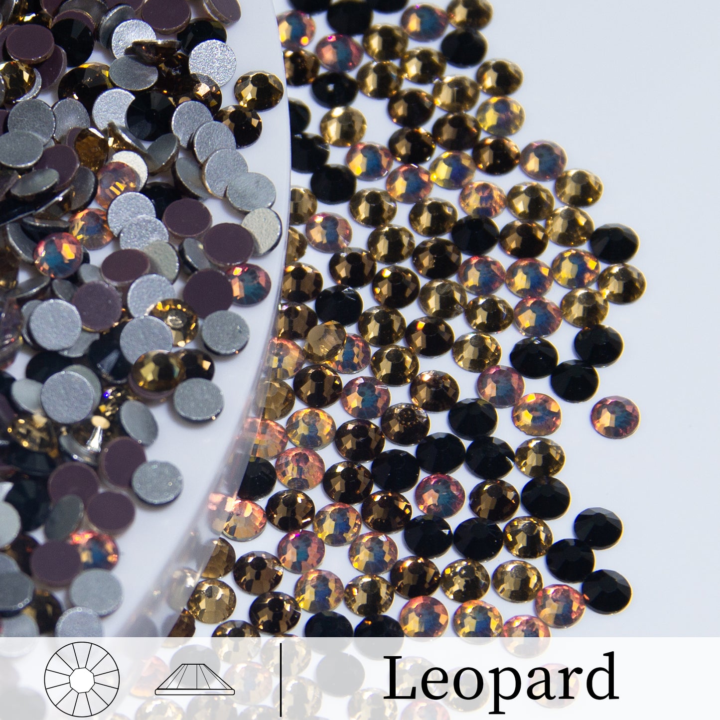 #M2 Leopard Mix Glass Flat Back Rhinestones 1440pcs