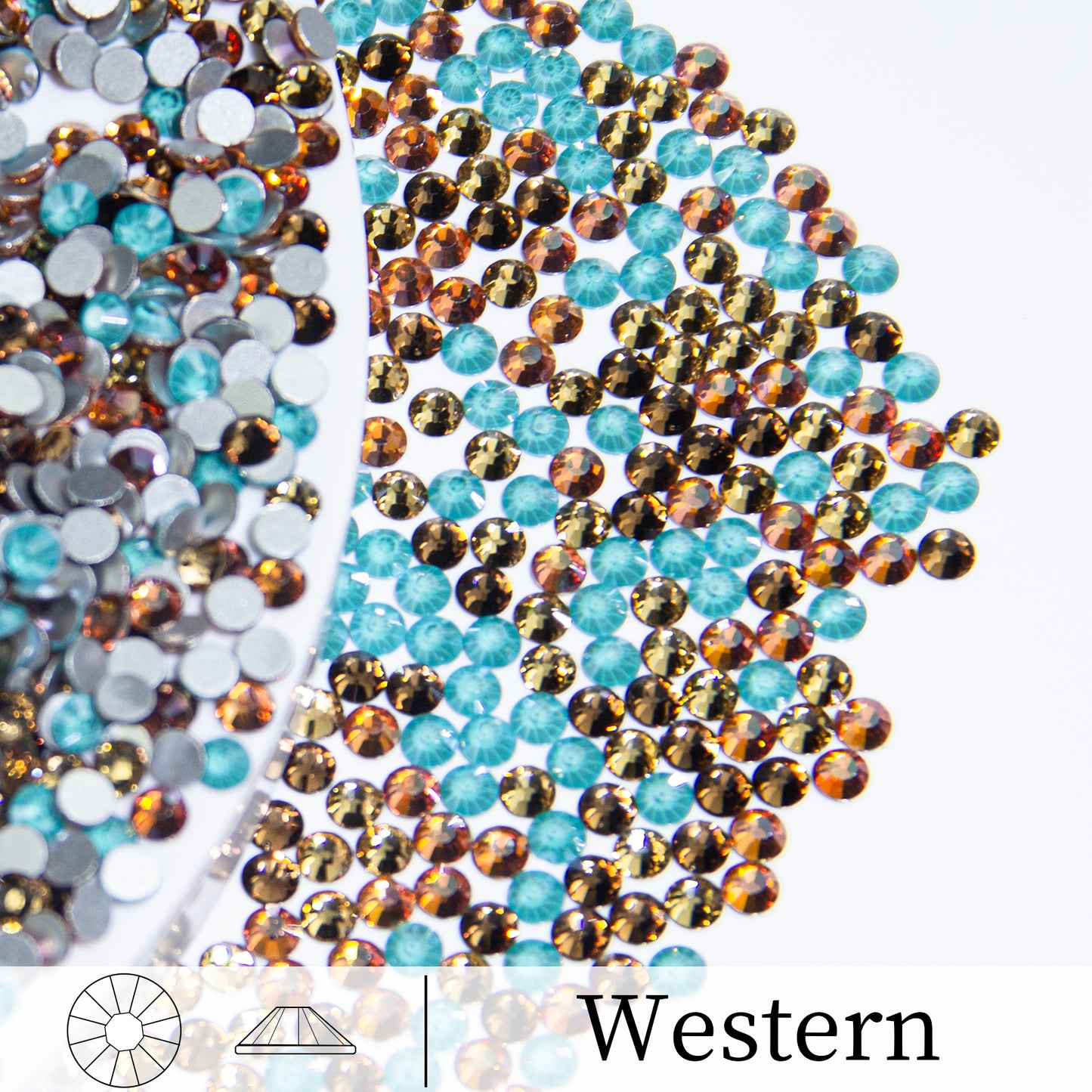 #M6 Western Mixed Glass Flat Back Rhinestones 1440pcs