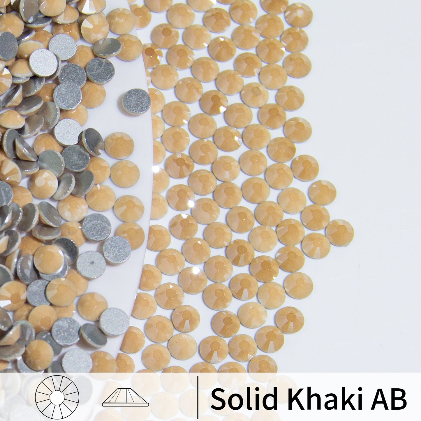 #196 Solid Khaki AB Glass Flat Back Rhinestones 1440pcs