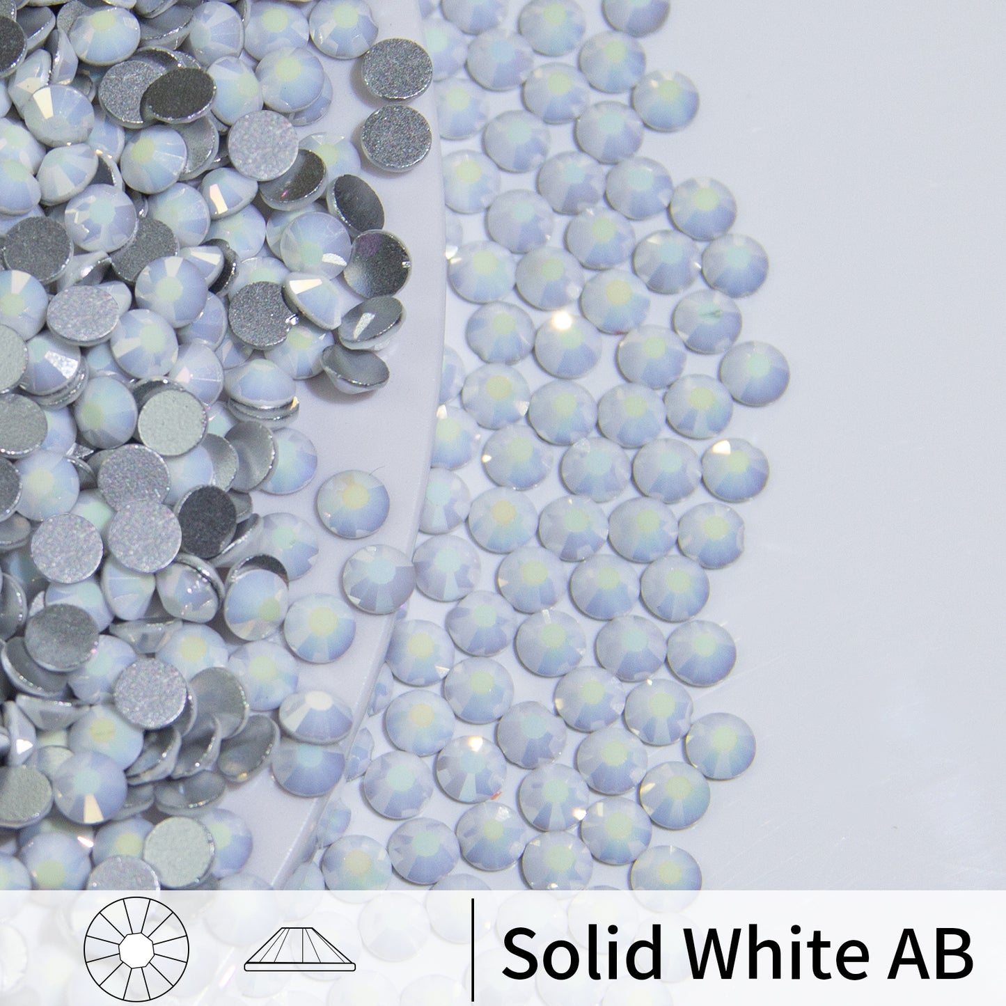 #197 Solid White AB Glass Flat Back Rhinestones 1440pcs