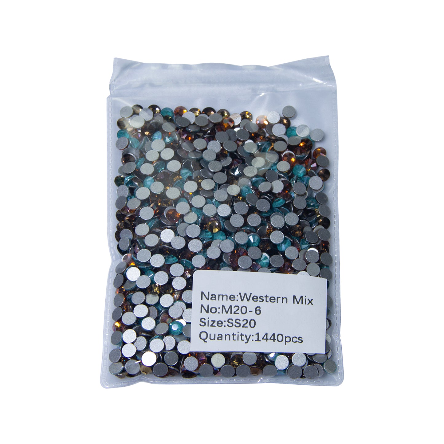 #M6 Western Mixed Glass Flat Back Rhinestones 1440pcs