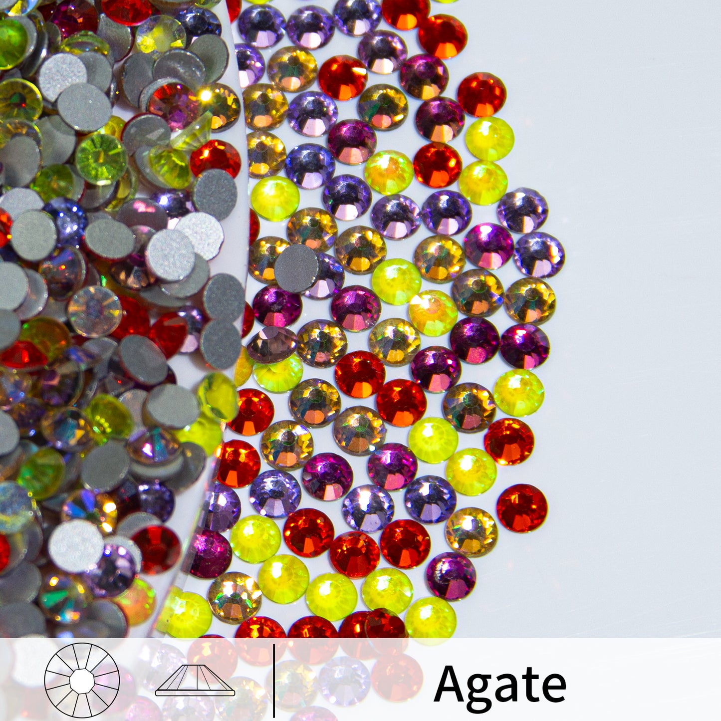 #M9 Agate Mixed Glass Flat Back Rhinestones 1440pcs