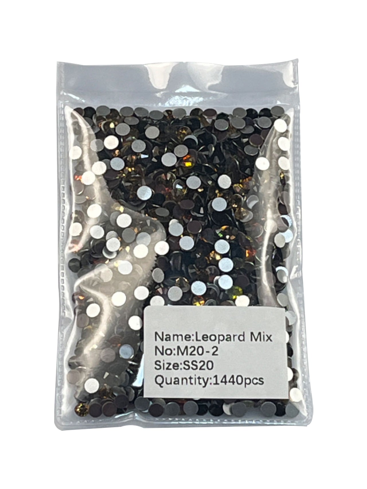 #M2 Leopard Mix Glass Flat Back Rhinestones 1440pcs