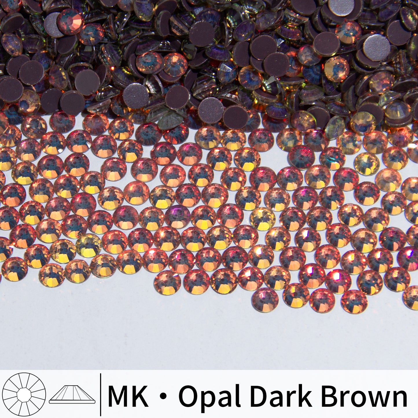 1440pcs MK Opal Dark Brown Glass Flat Back Rhinestones