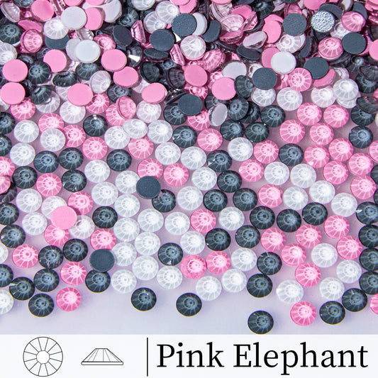 #M5 Pink Elephant Mixed Glass Flat Back Rhinestones 1440pcs