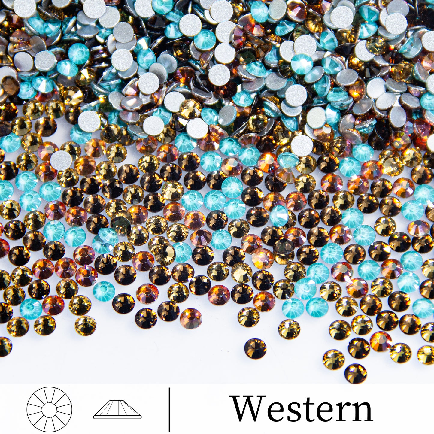 #M6 Western Mixed Glass Flat Back Rhinestones 1440pcs