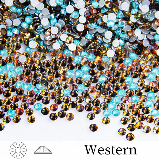 #M6 Western Mixed Glass Flat Back Rhinestones 1440pcs