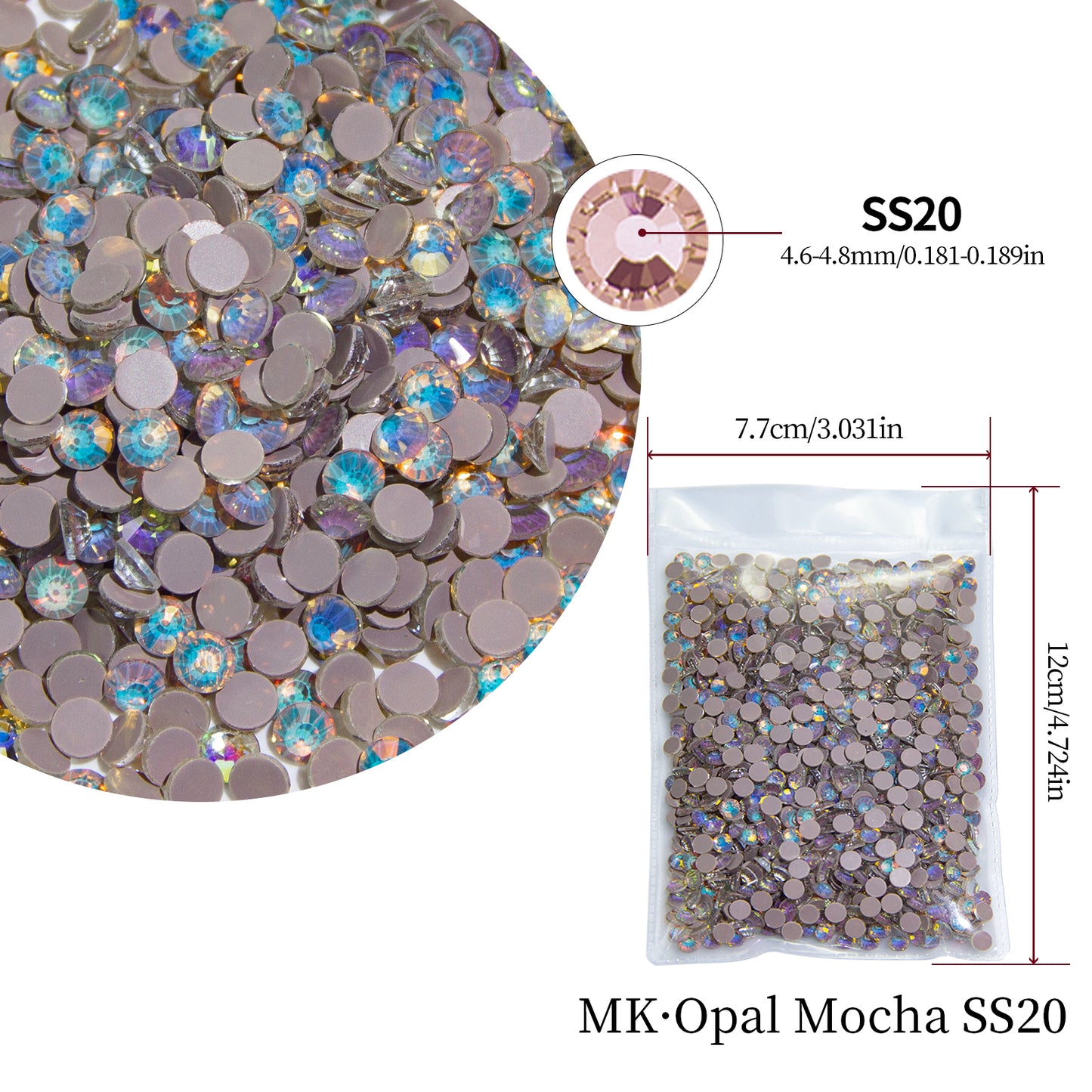#193 MK Opal Mocha Glass Flat Back Rhinestones 1440pcs