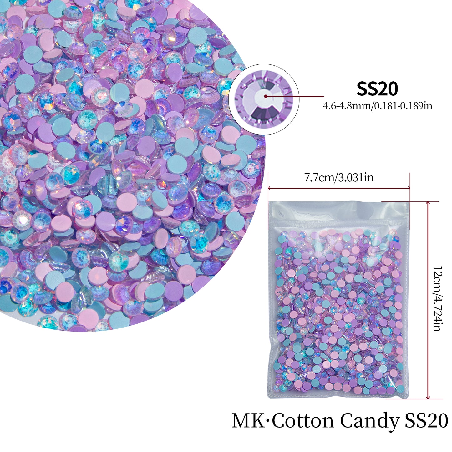 #M10 Cotton Candy Mixed Glass Flat Back Rhinestones 1440pcs
