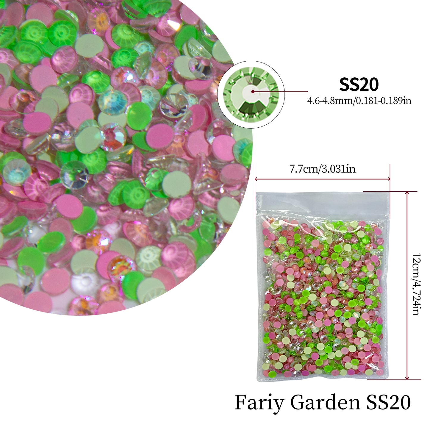 #M4 Fariy Garden Mixed Glass Flat Back Rhinestones  1440pcs