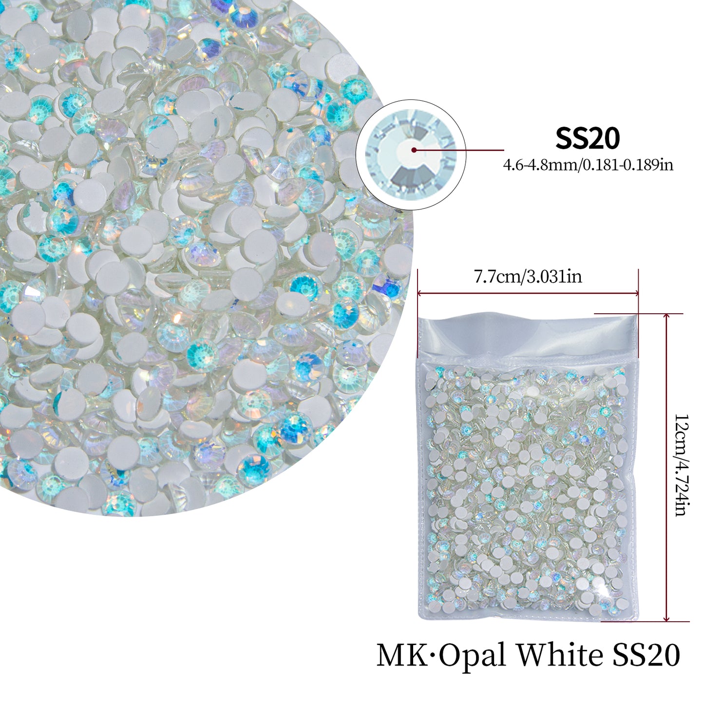 #169 MK Opal White Glass Flat Back Rhinestones 1440pcs