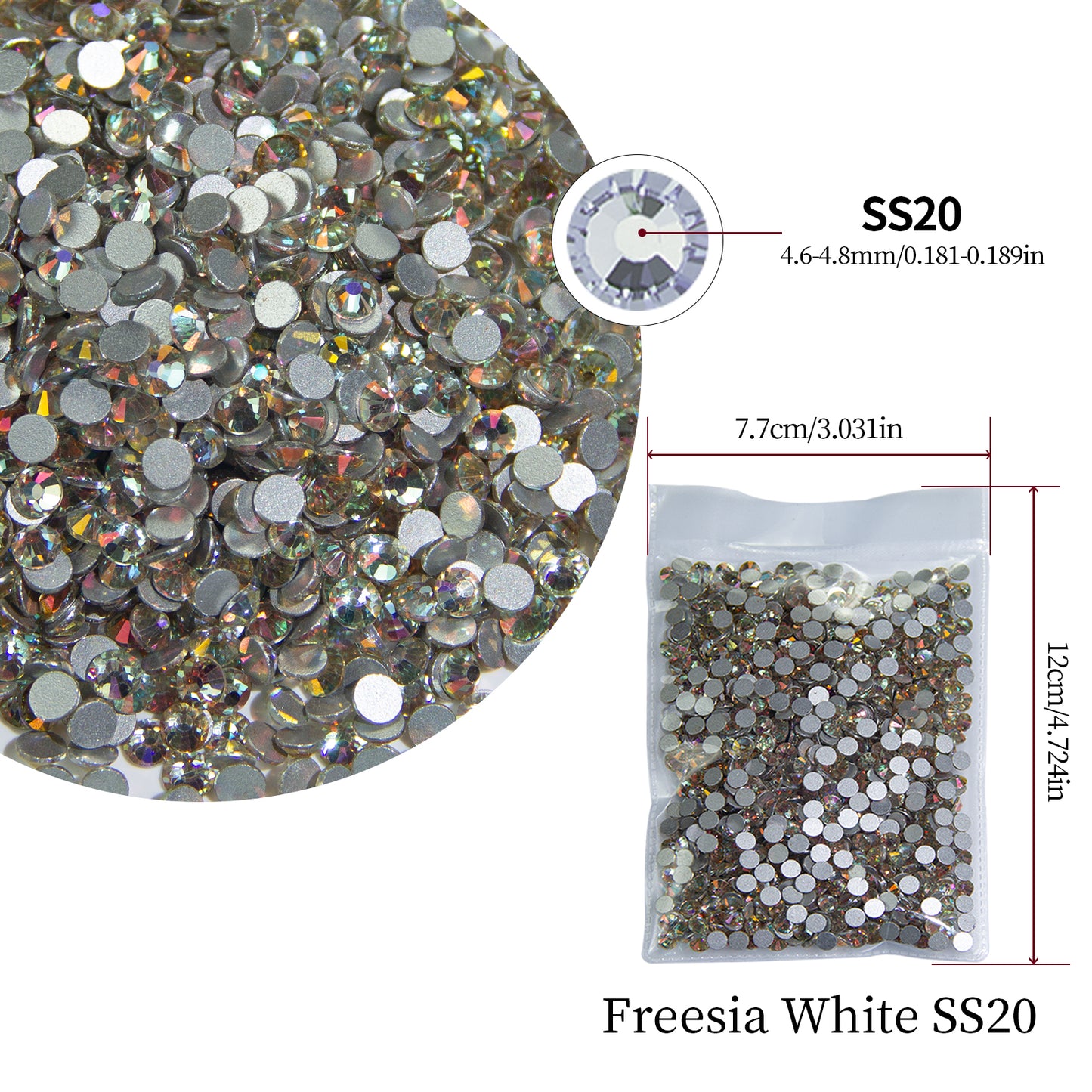 #172 Freesia White Glass Flat Back Rhinestones 1440pcs