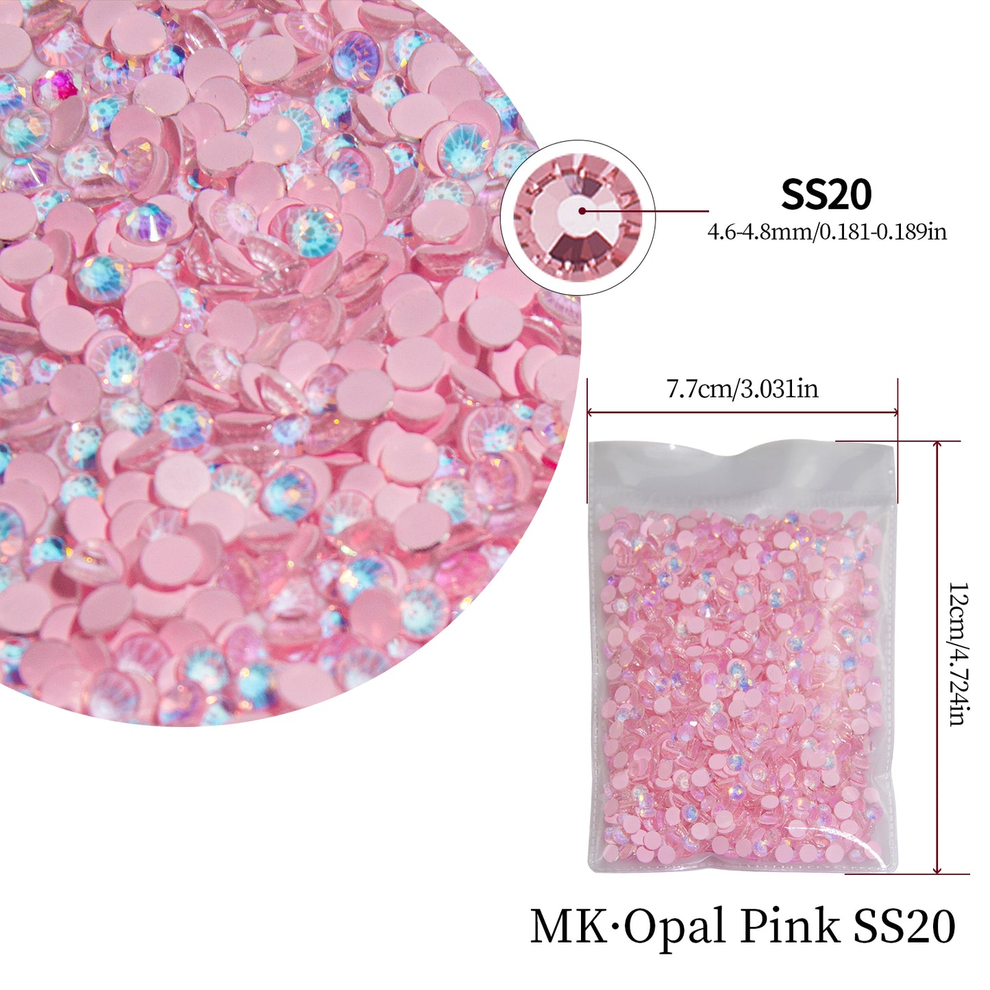 #165 MK Opal Pink Glass Flat Back Rhinestones 1440pcs