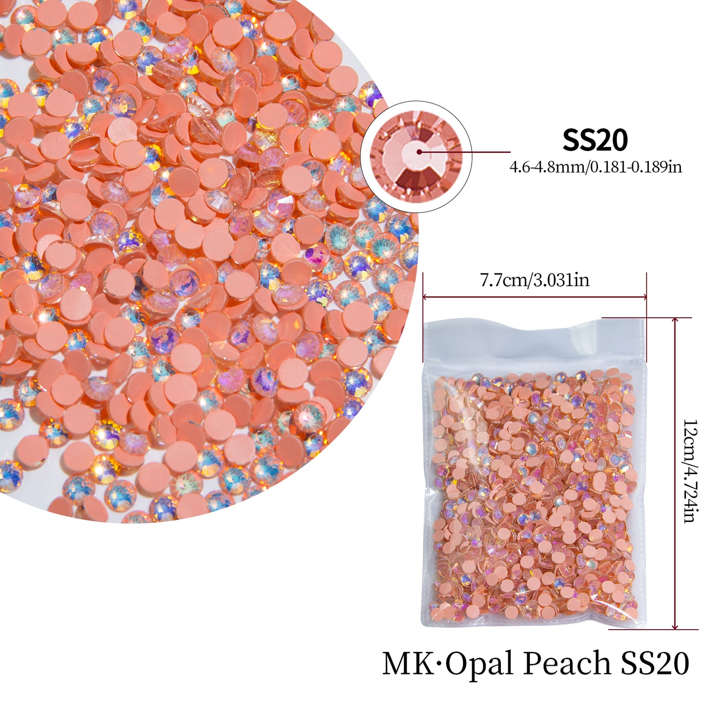 #162 MK Opal Peach Glass Flat Back Rhinestones 1440pcs