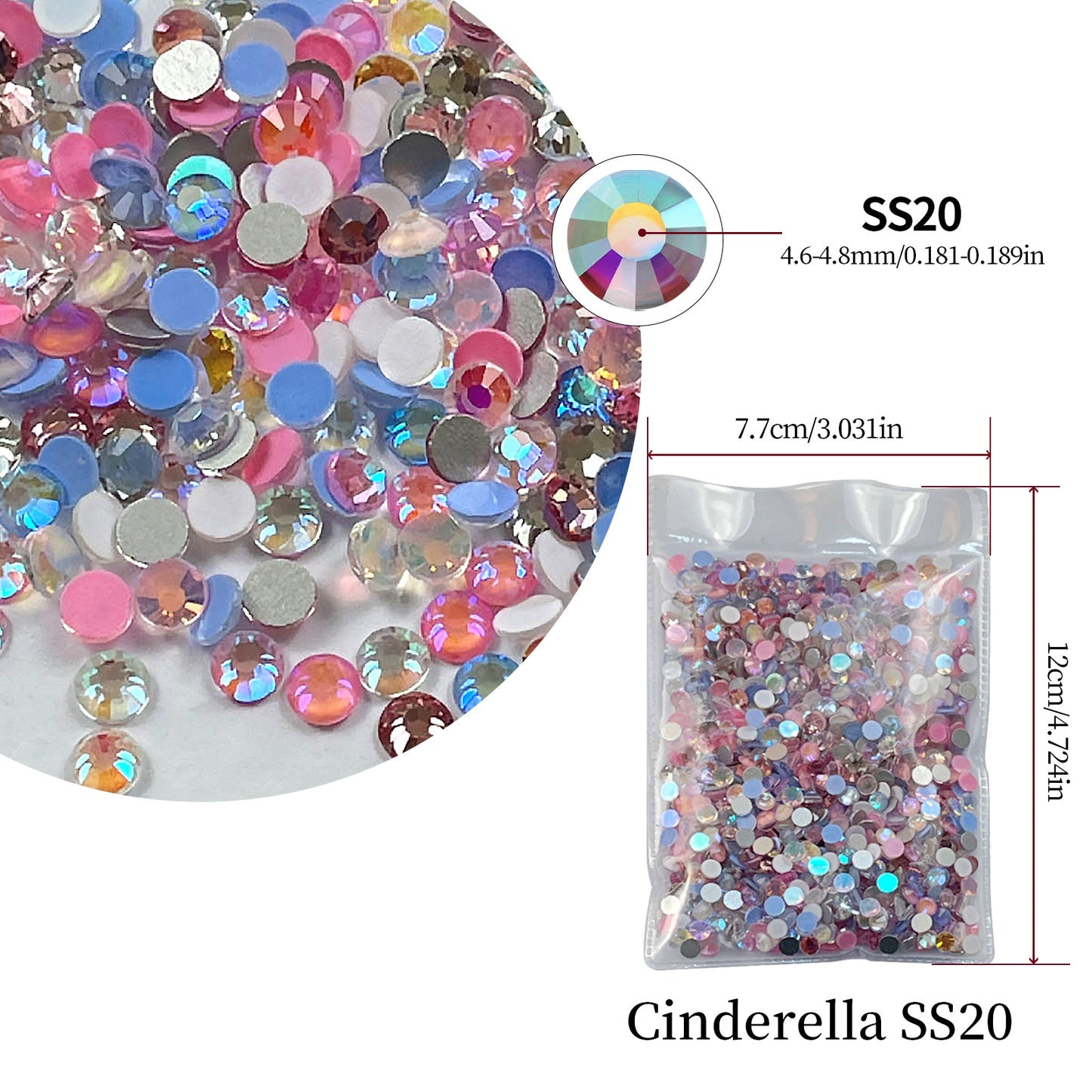 #M1 Cinderella Mix Glass Flat Back Rhinestones 1440pcs
