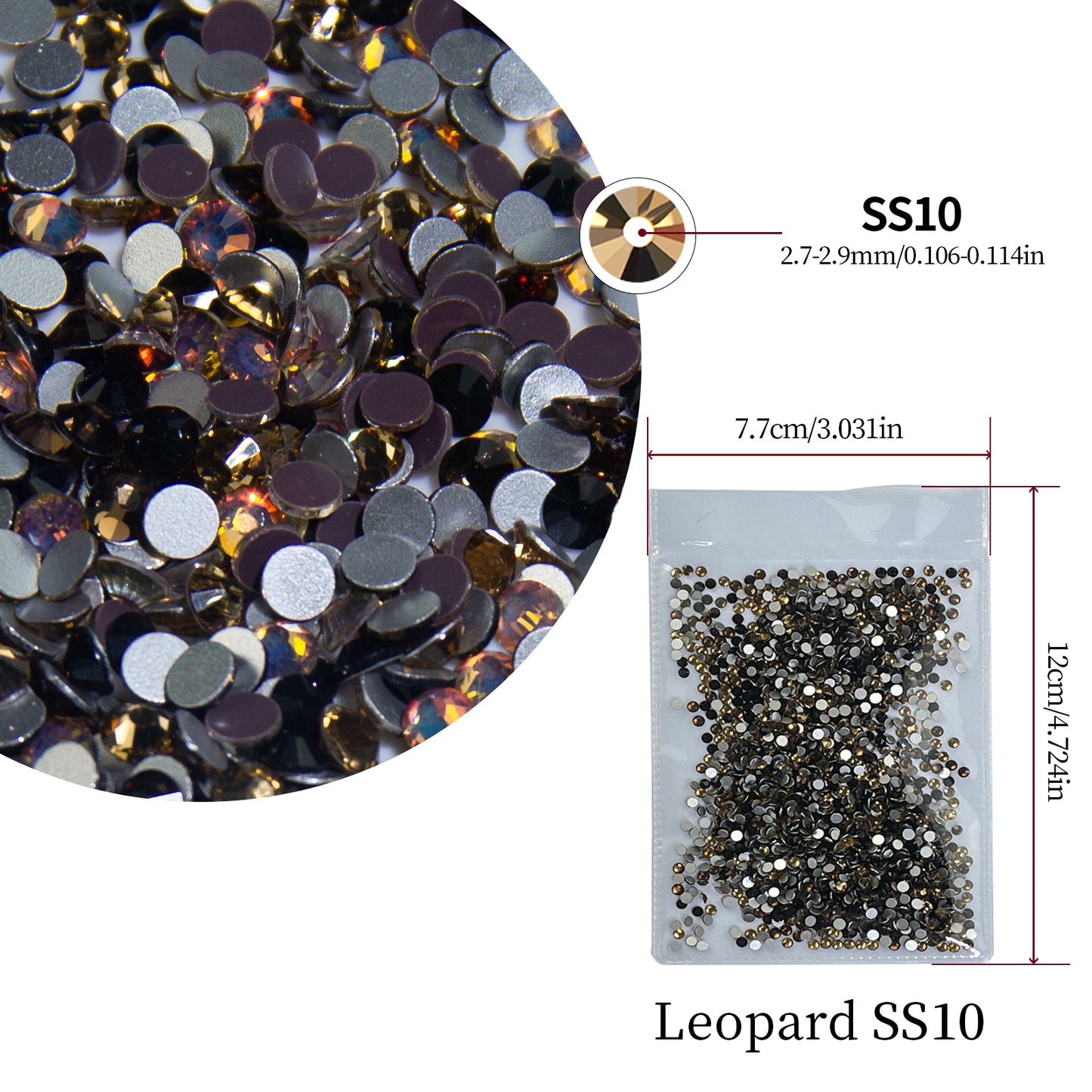 #M2 Leopard Mix Glass Flat Back Rhinestones 1440pcs