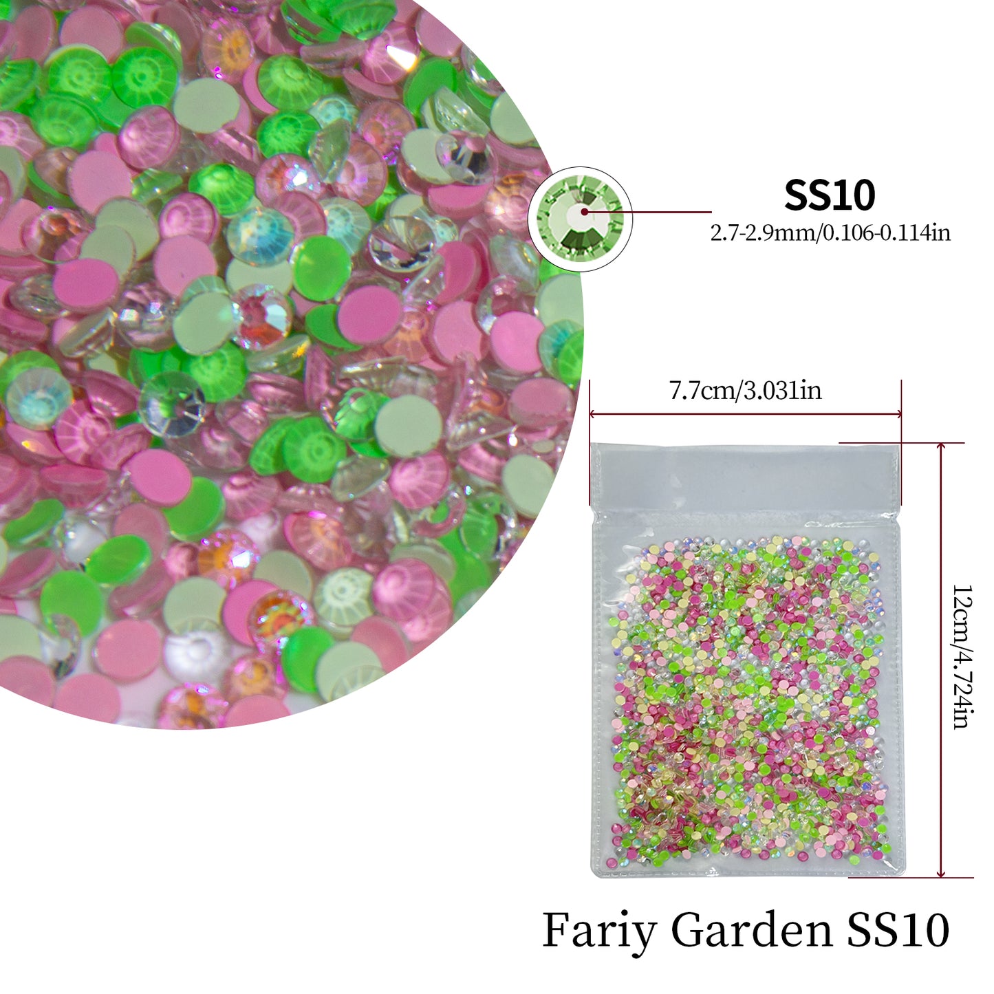 #M4 Fariy Garden Mixed Glass Flat Back Rhinestones  1440pcs