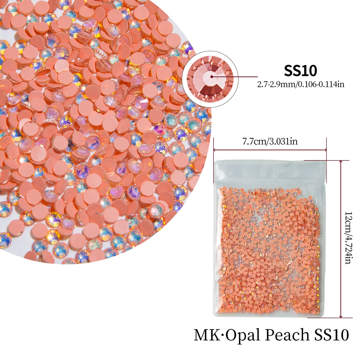#162 MK Opal Peach Glass Flat Back Rhinestones 1440pcs