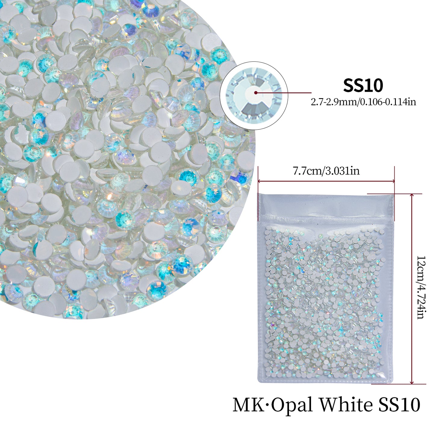 #169 MK Opal White Glass Flat Back Rhinestones 1440pcs