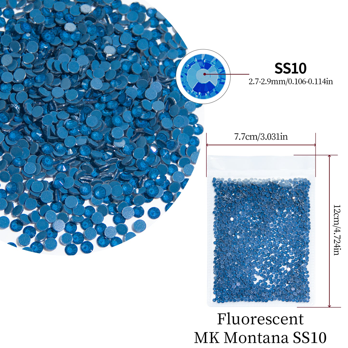 #158 Fluorescent MK Montana Glass Flat Back Rhinestones 1440pcs