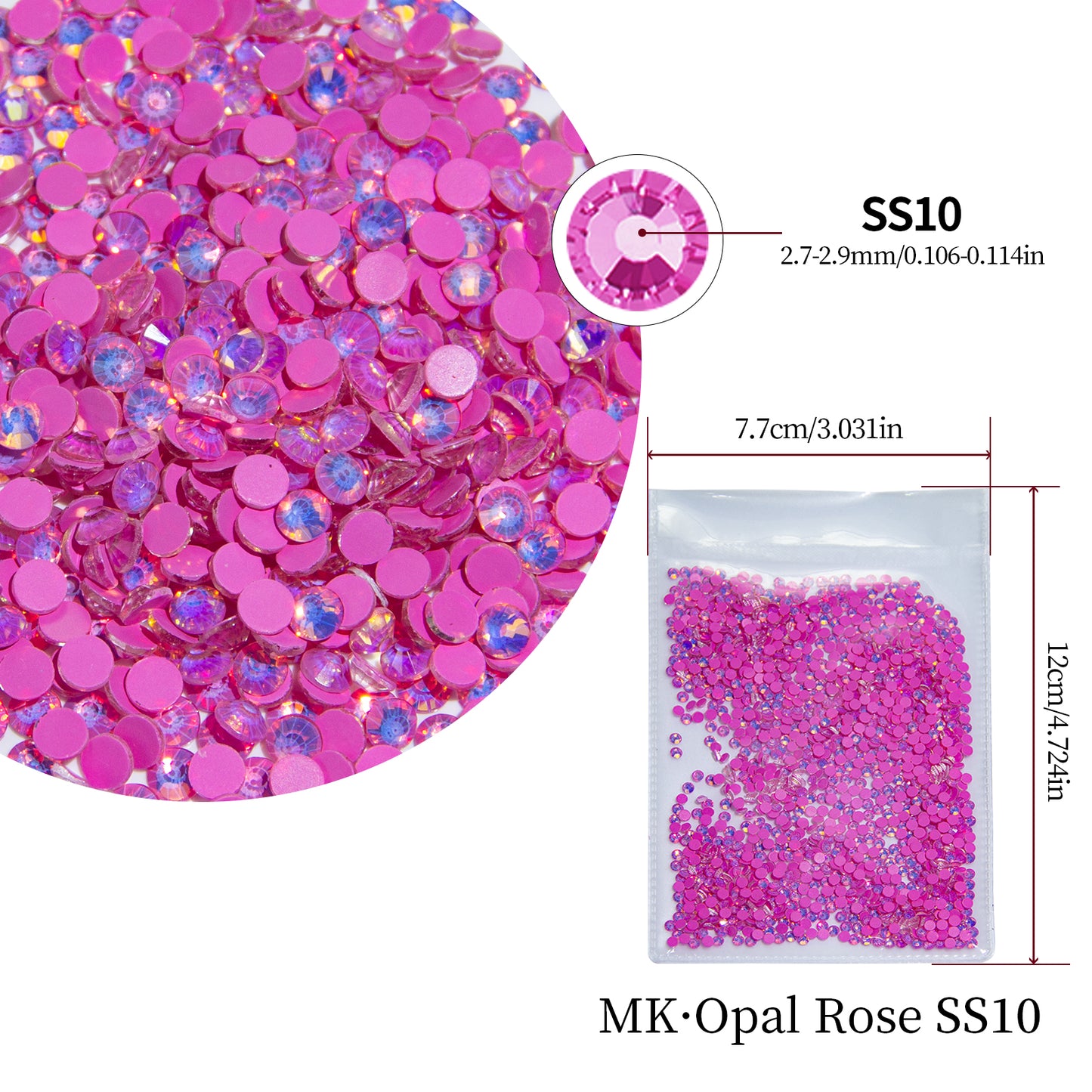 #168 MK Opal Rose Glass Flat Back Rhinestones 1440pcs