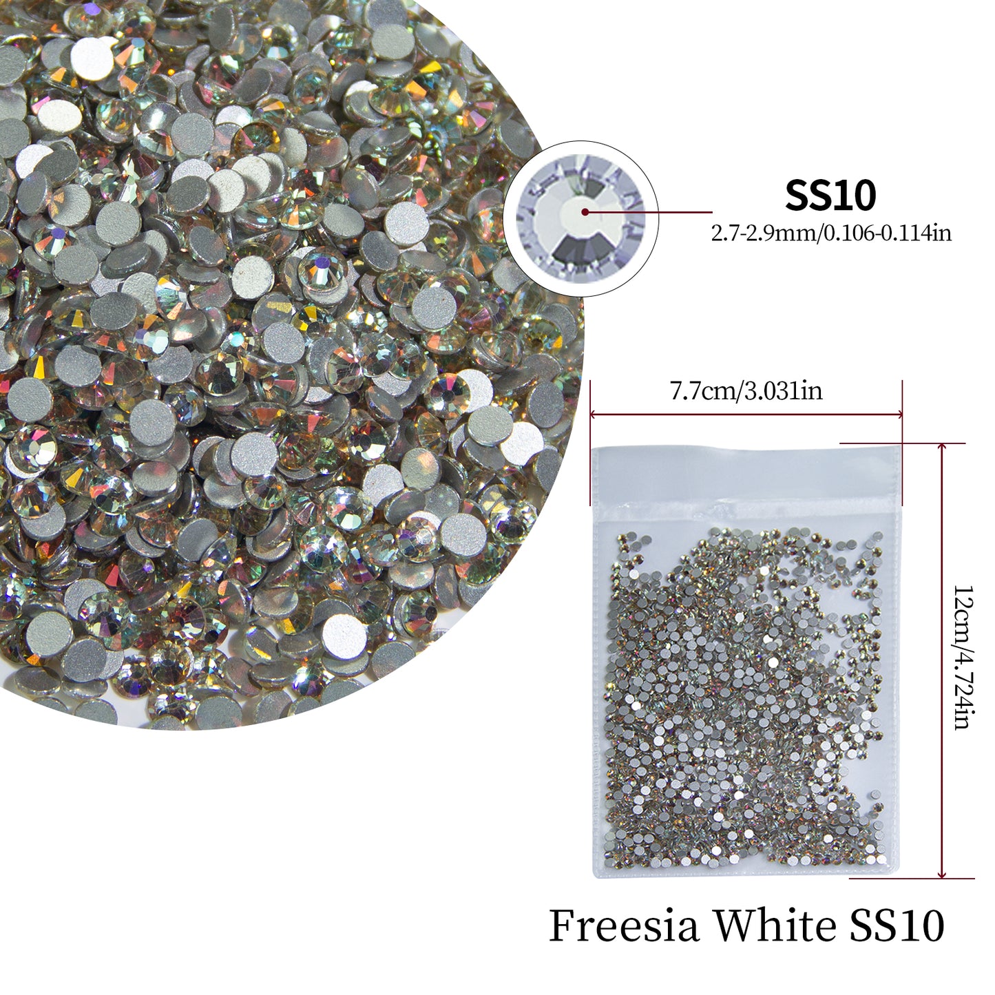 #172 Freesia White Glass Flat Back Rhinestones 1440pcs