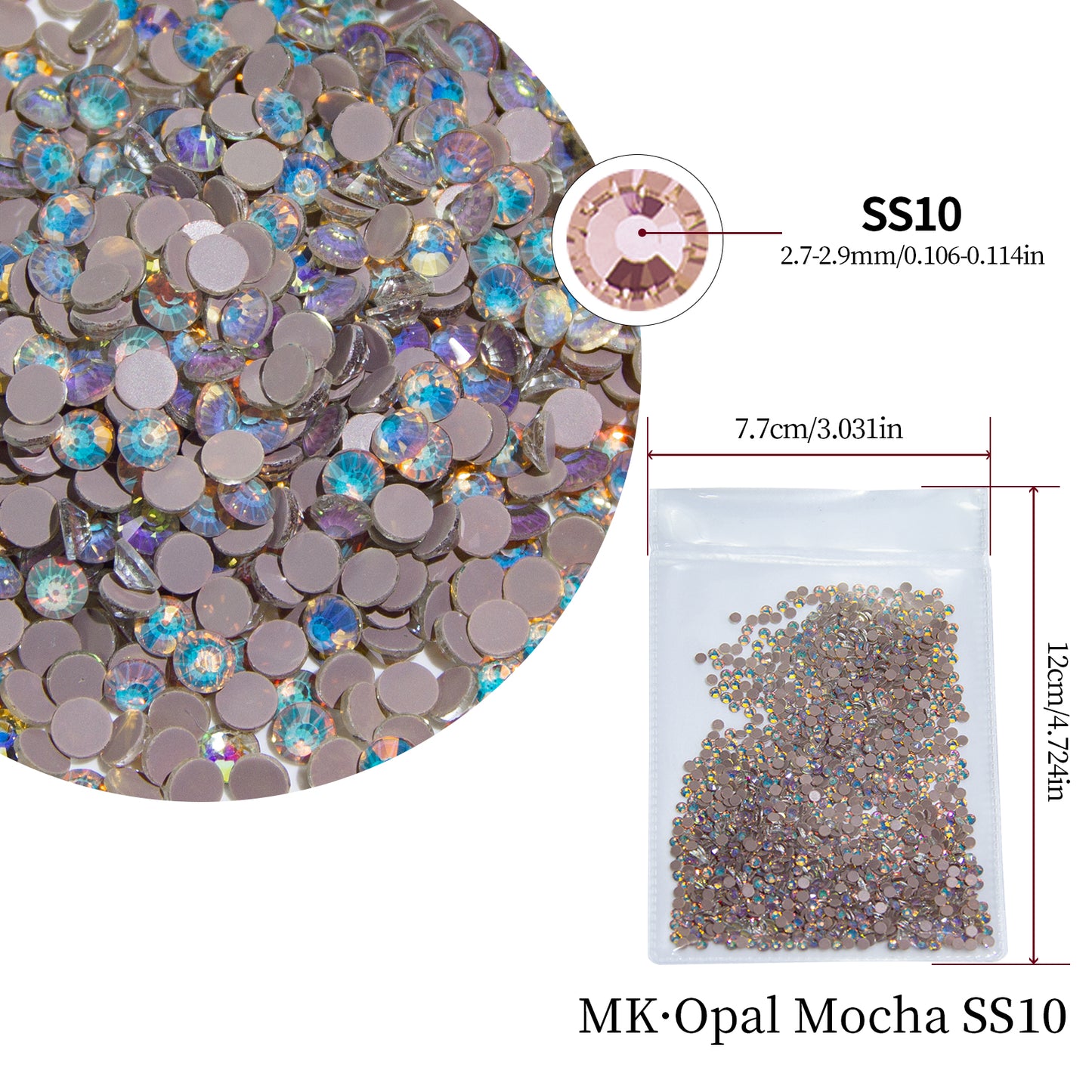 #193 MK Opal Mocha Glass Flat Back Rhinestones 1440pcs