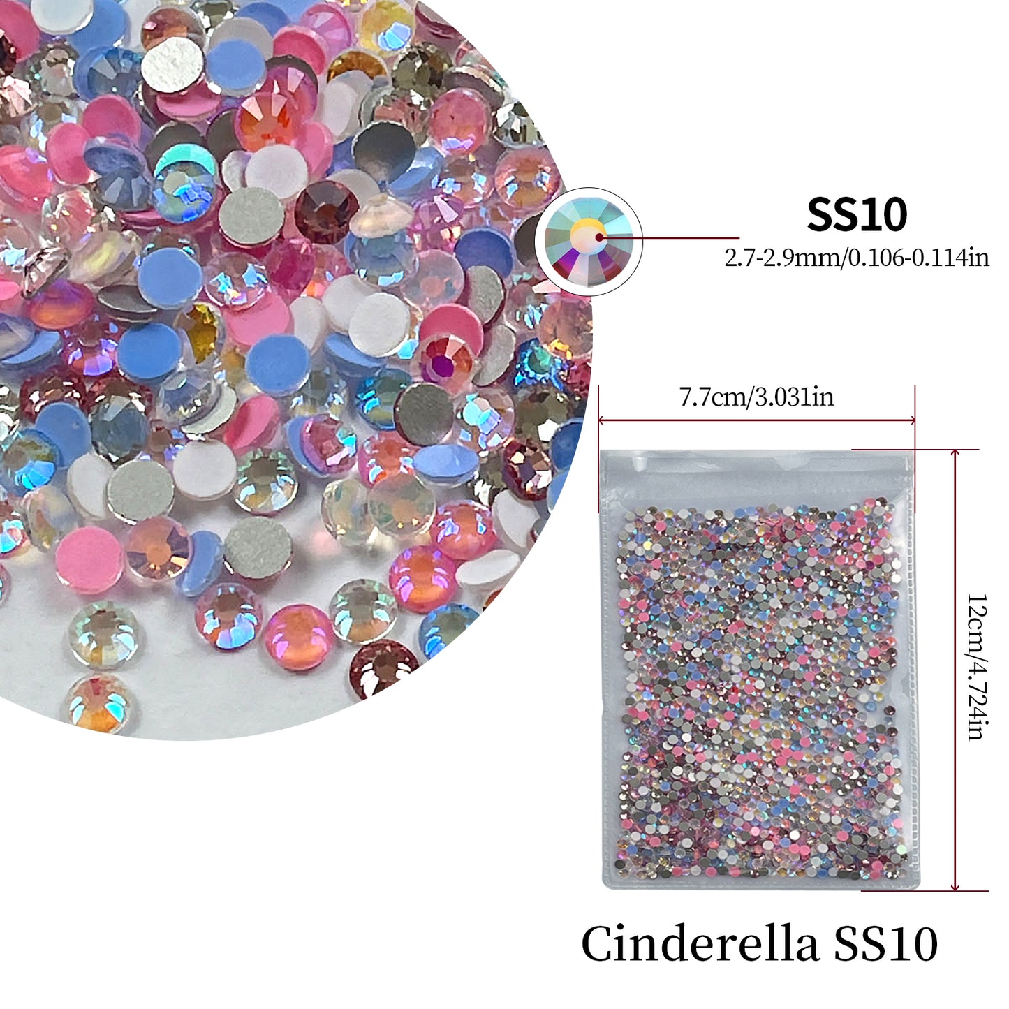 #M1 Cinderella Mix Glass Flat Back Rhinestones 1440pcs