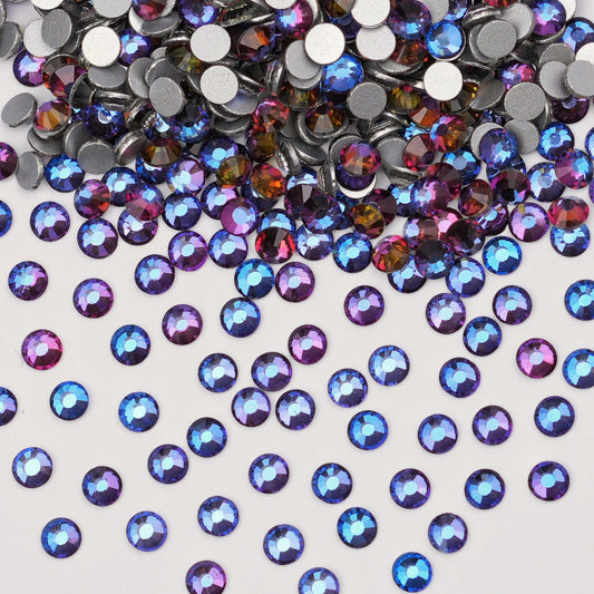 #72 Coating Blue Flame Glass Flat Back Rhinestones 1440pcs