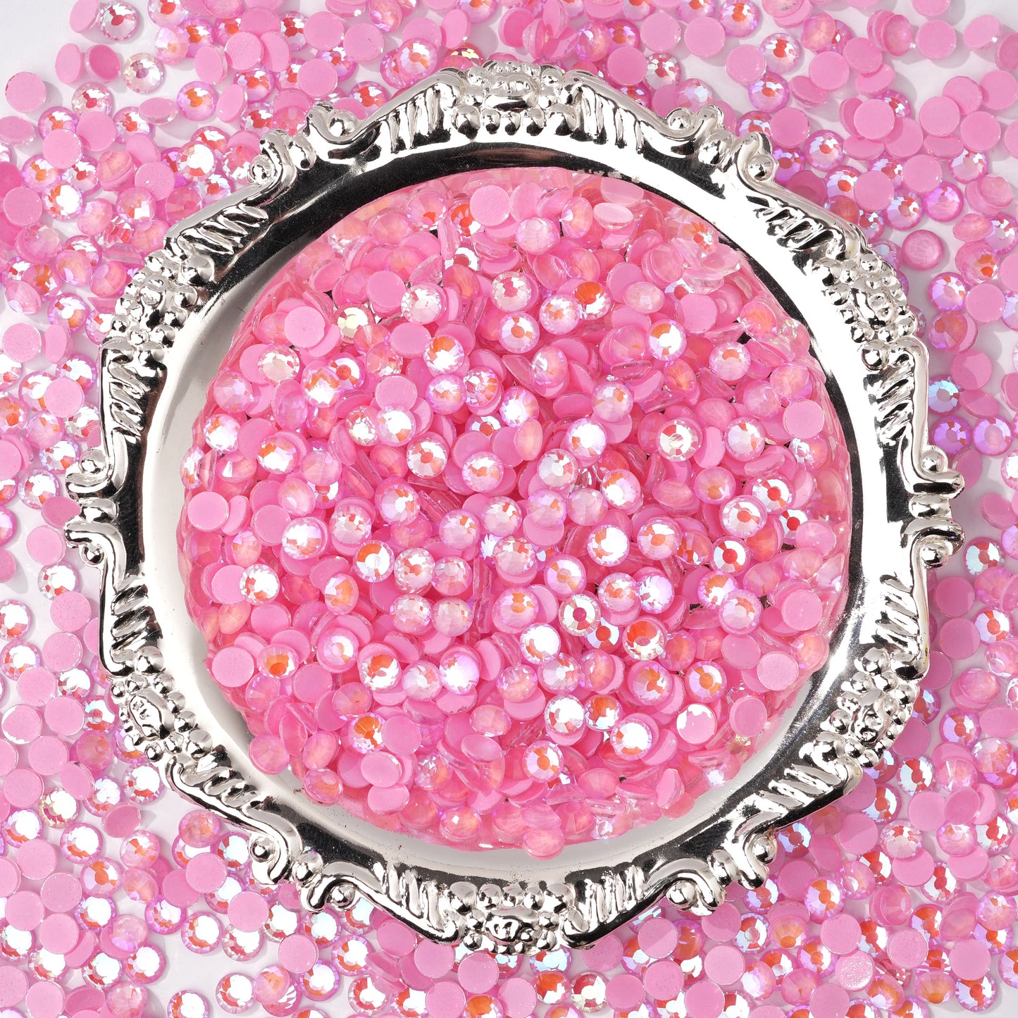 #100 Fluorescent Rose AB Glass Flat Back Rhinestones 1440pcs
