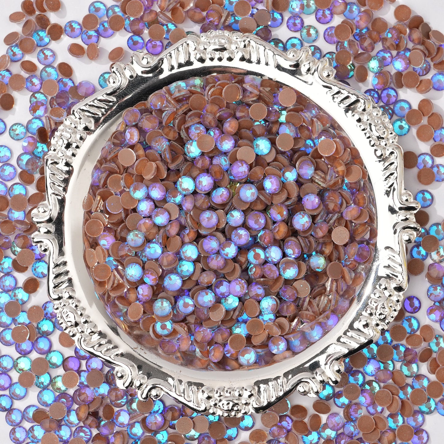 #106 Fluorescent Moca AB Glass Flat Back Rhinestones 1440pcs