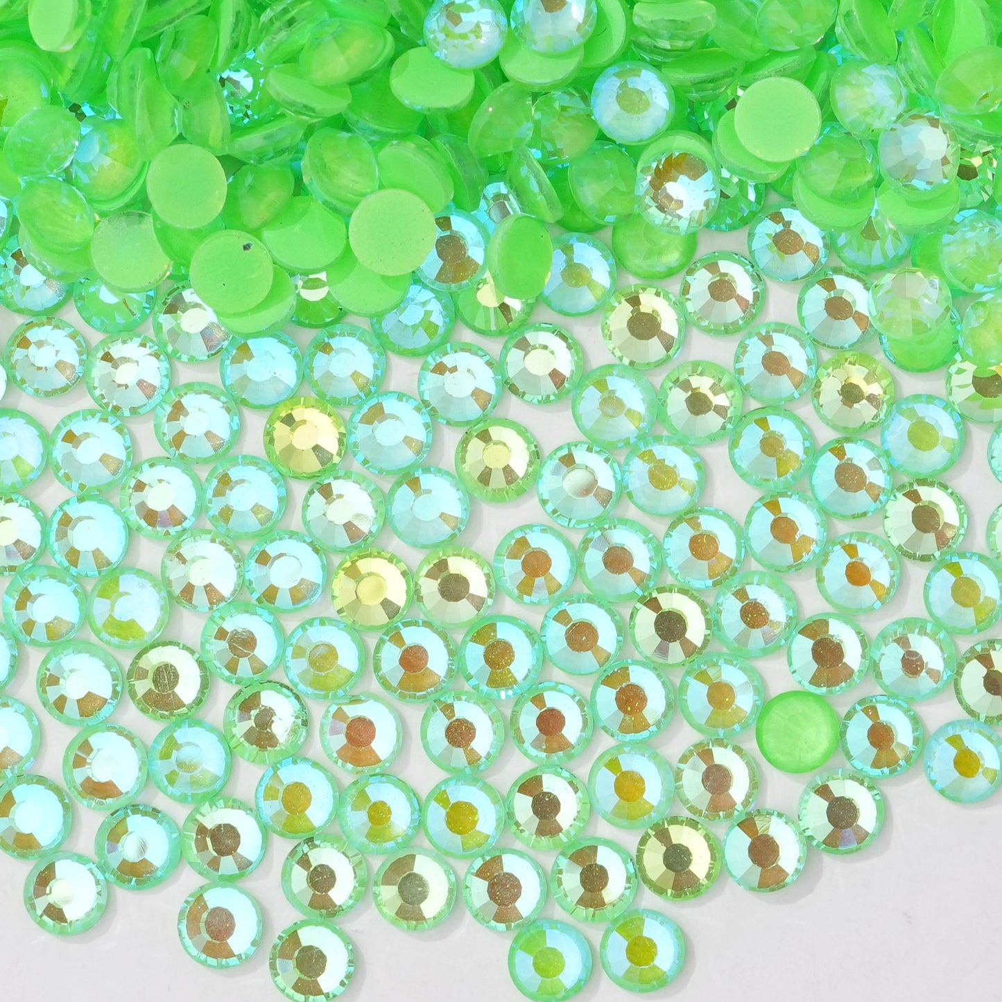 #109 Fluorescent Green AB Glass Flat Back Rhinestones 1440pcs
