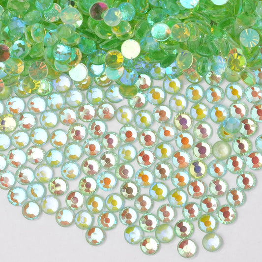 #096 Fluorescent Aurora Green Glass Flat Back Rhinestones 1440pcs