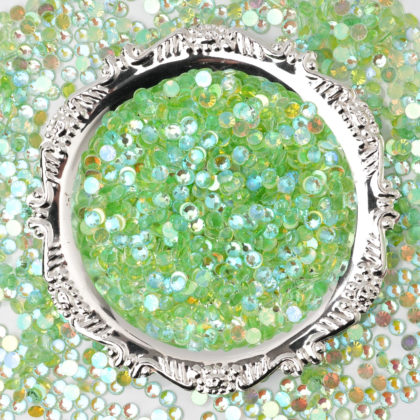 #096 Fluorescent Aurora Green Glass Flat Back Rhinestones 1440pcs