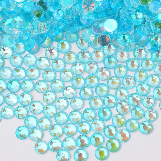 #144 Fluorescent Aurora Aquamarine Glass Flat Back Rhinestones 1440pcs