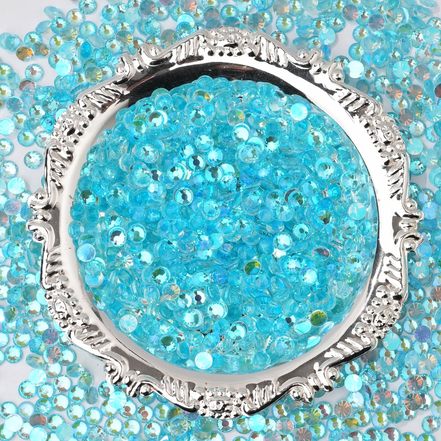 #144 Fluorescent Aurora Aquamarine Glass Flat Back Rhinestones 1440pcs