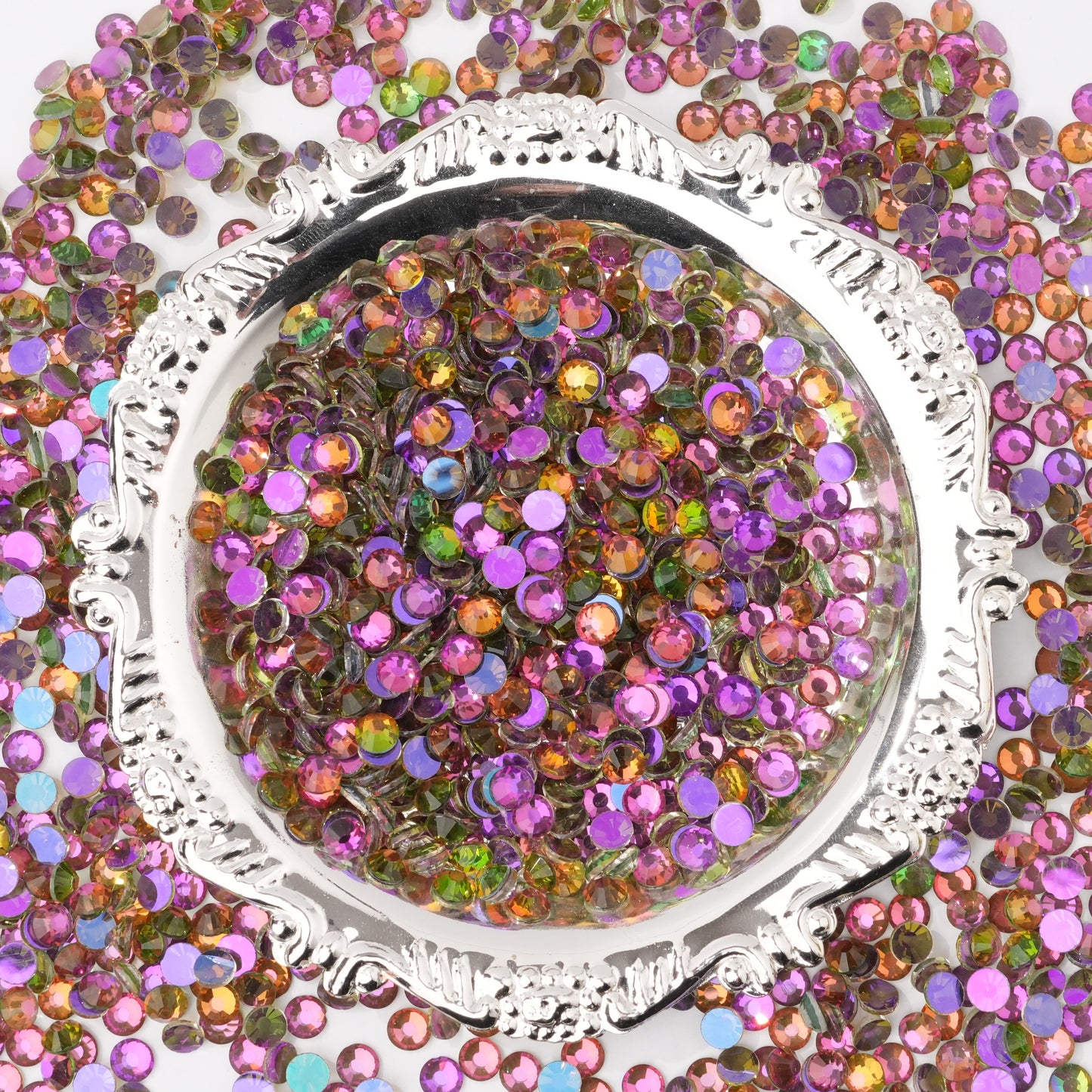 #200 Fluorescent Colorful Aurora Glass Flat Back Rhinestones 1440pcs