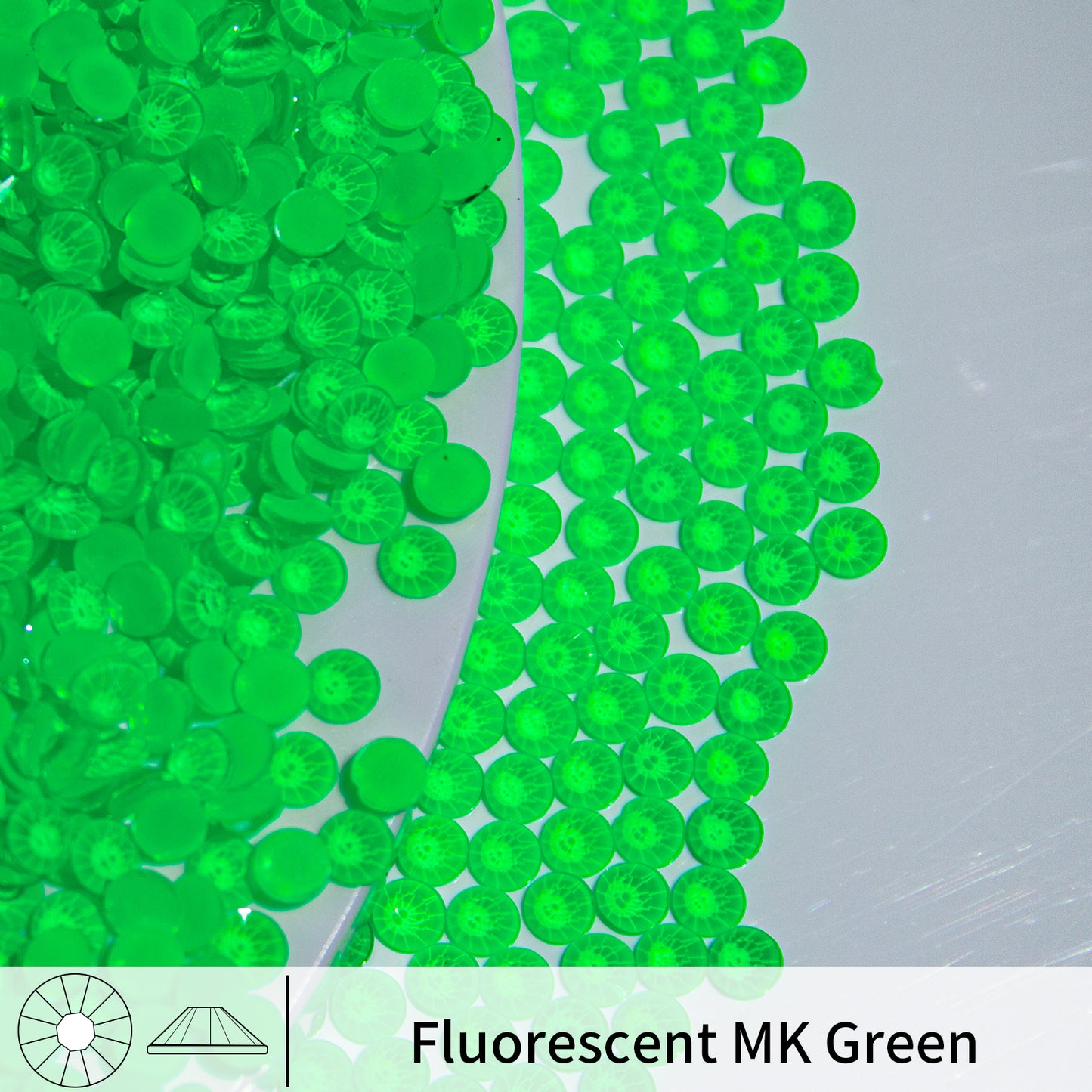 #117 Fluorescent MK Green Glass Flat Back Rhinestones 1440pcs