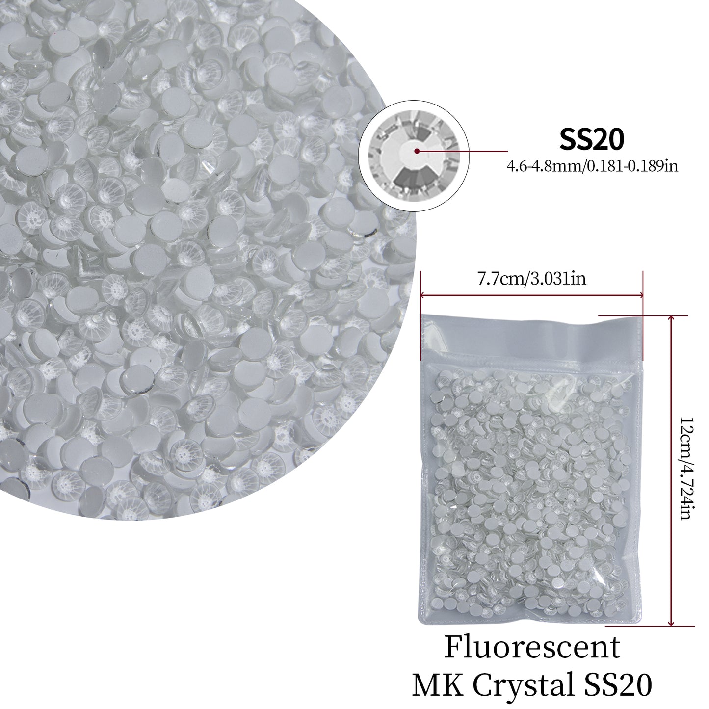 #115 Fluorescent MK Crystal Glass Flat Back Rhinestones 1440pcs