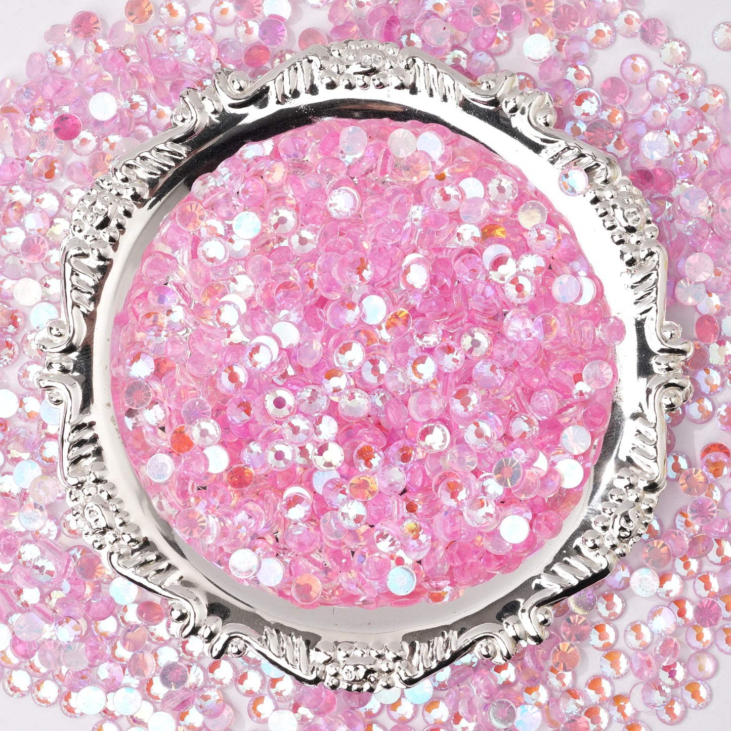 #095 Fluorescent Aurora Pink Glass Flat Back Rhinestones 1440pcs